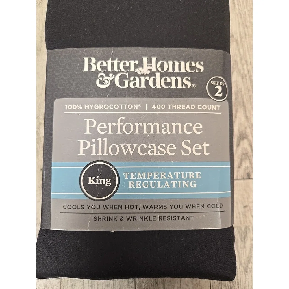 Better Homes & Gardens KING Size Pillowcase Set 400 Thread Count Greystone NEW
